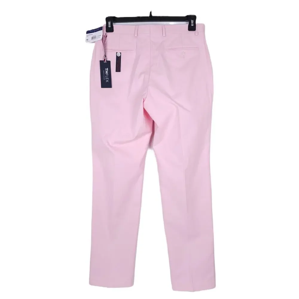 Tommy Hilfiger Mens Modern Fit 2 Piece Suit 40S 33x30 Light Pink Solid Chambray